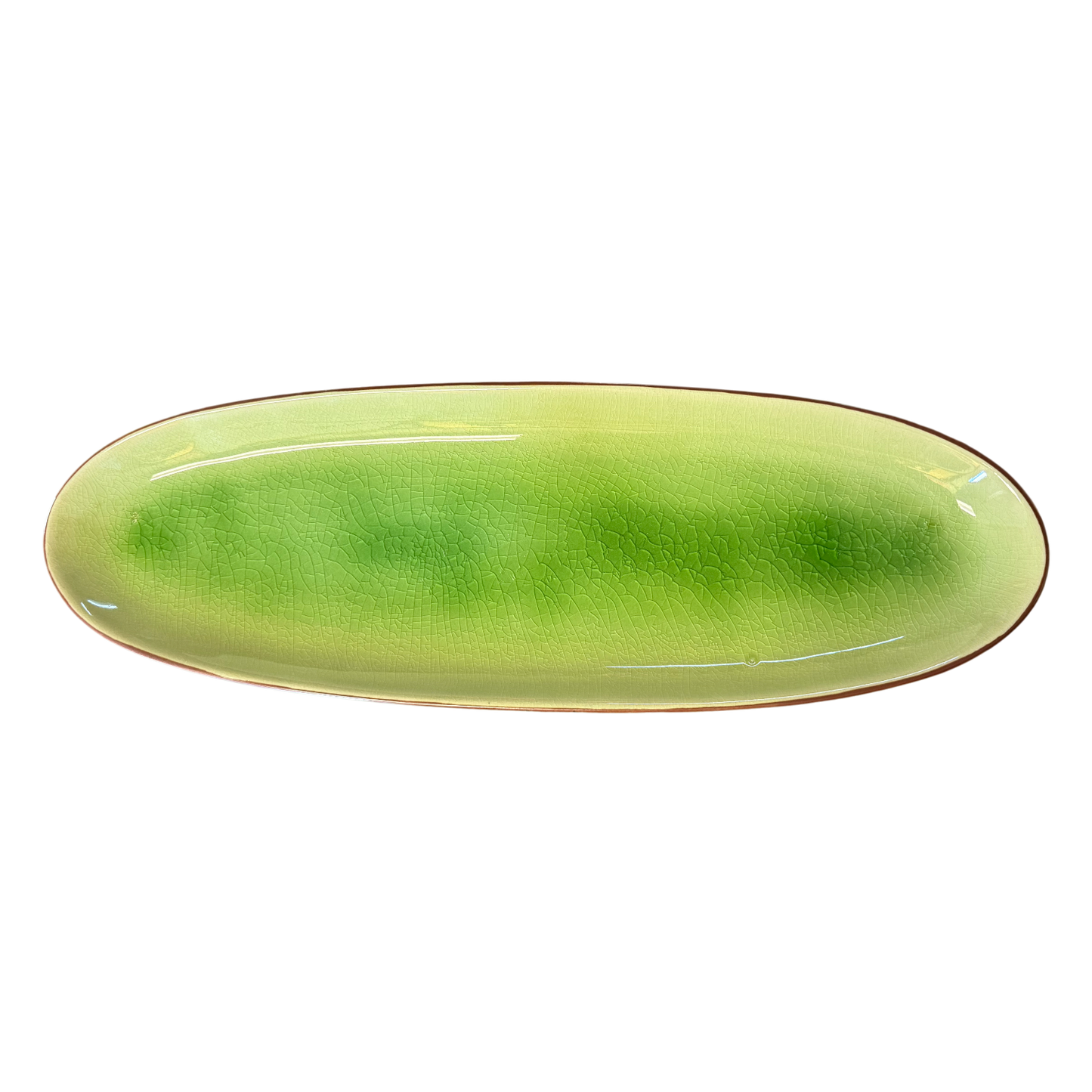 Extra-Long Ceramic Green Oval Platter | 53cm Shared Appetizer Tray