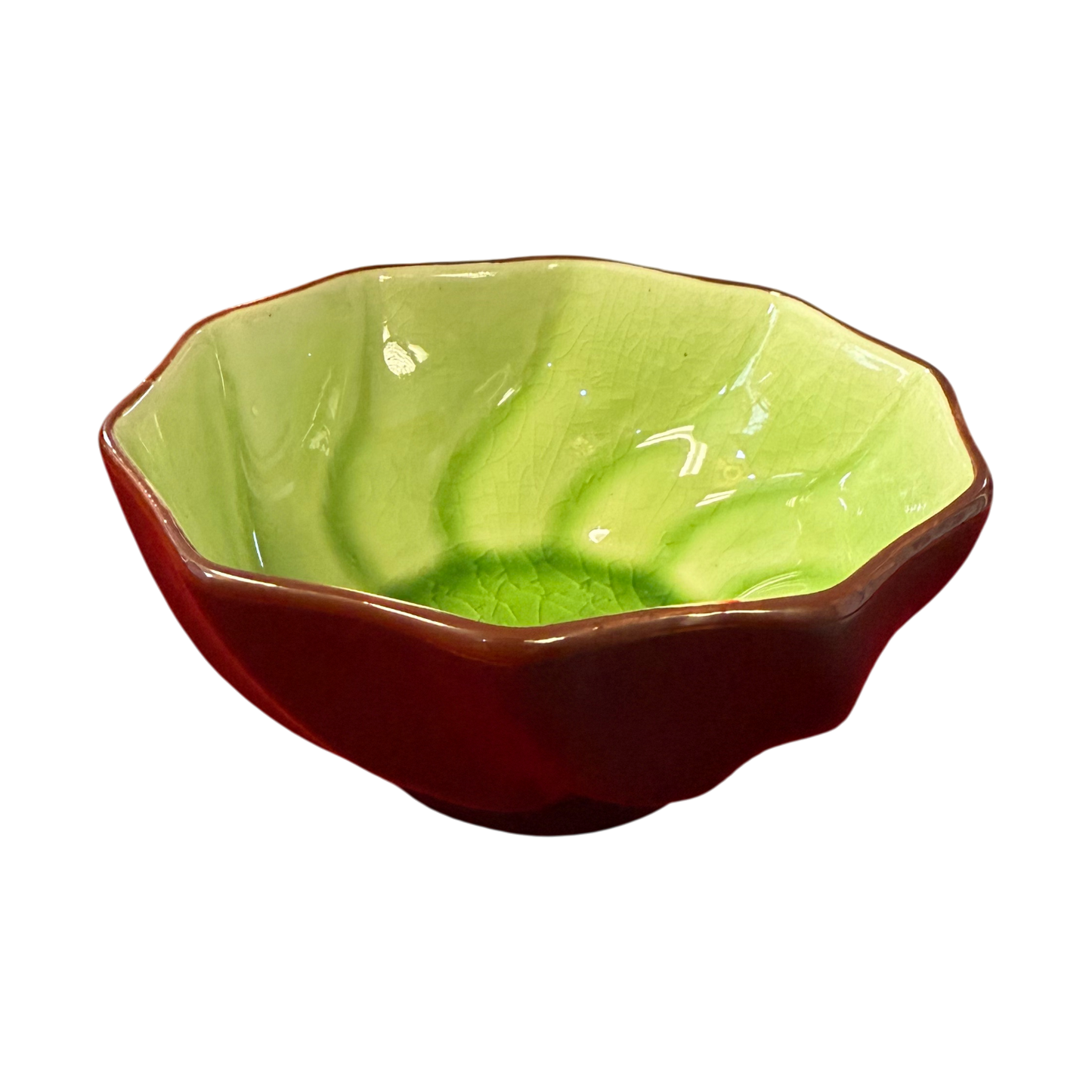 Ceramic Green Flower Ramekin | Octagonal Dipping Sauce Bowl