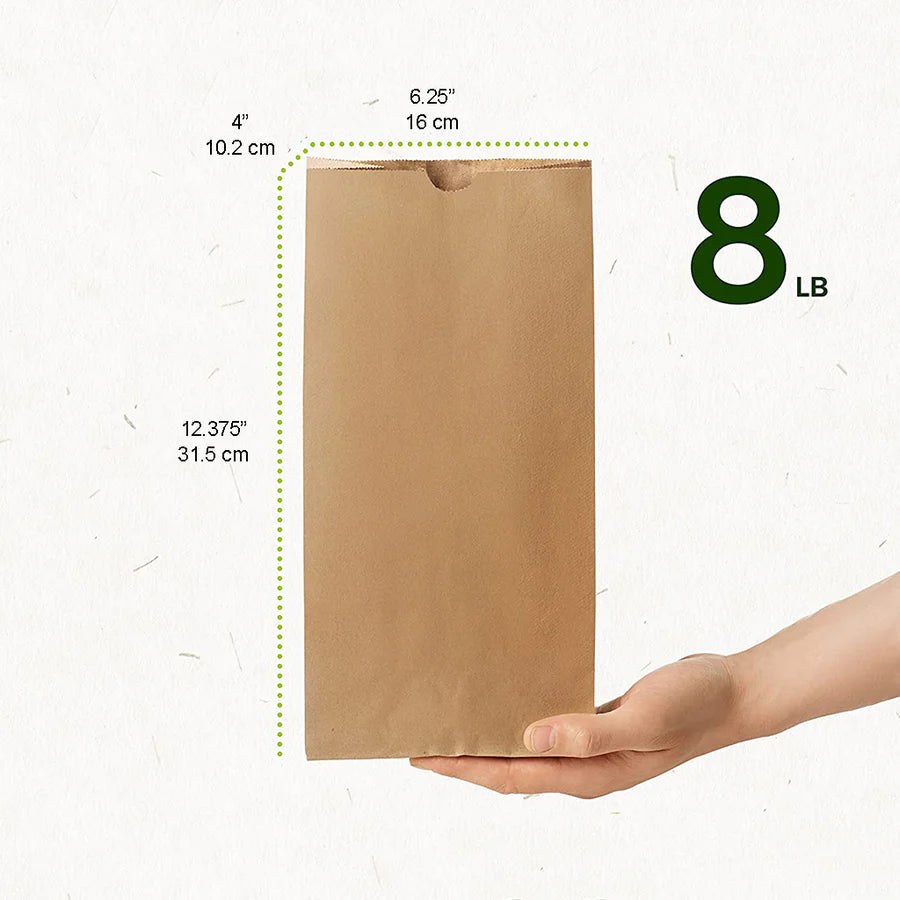 Recycled Kraft Paper Bags – Eco-Friendly Grocery & Takeout Bags (Flat Bottom)
