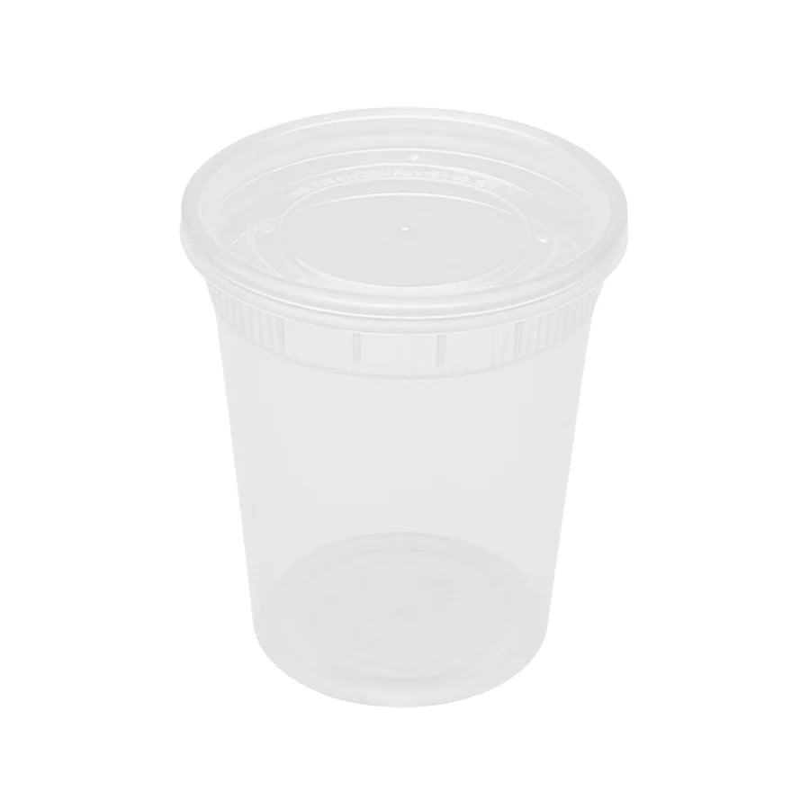 Round Plastic Deli Containers with Lids – 8oz to 32oz (Microwave, Freezer & Dishwasher Safe)