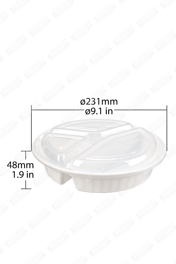 JR Series Round Takeaway Containers with Lids – Heavy-Duty Plastic Food Storage (Black/White Base)