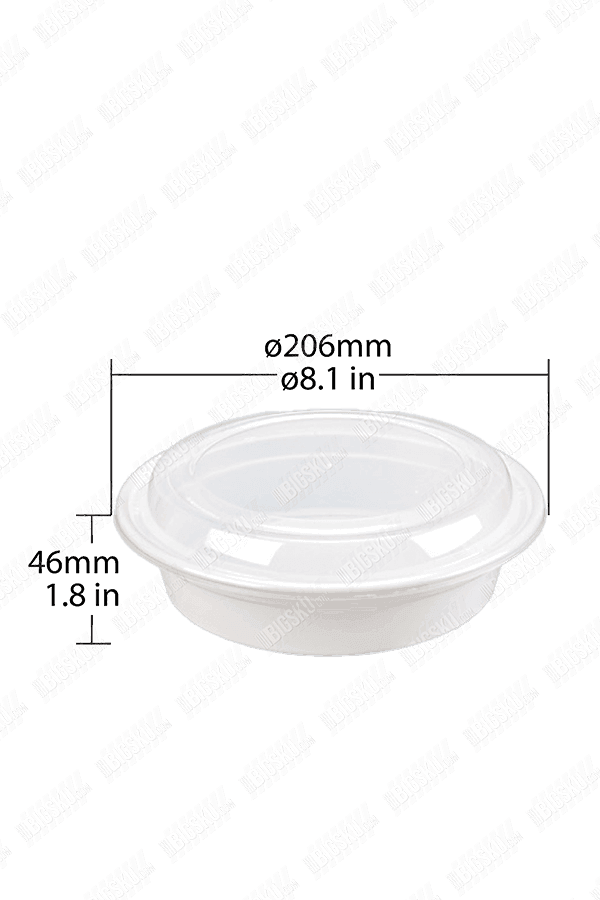 JR Series Round Takeaway Containers with Lids – Heavy-Duty Plastic Food Storage (Black/White Base)