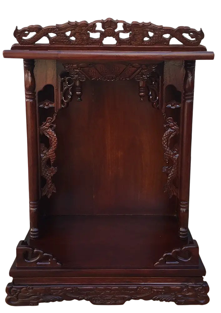 Red Mahogany Dragon Carved Home Temple Shrine