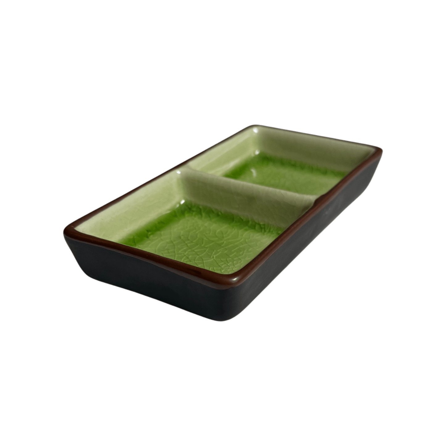 Ceramic Double Compartment Sauce Dish | Sushi Condiment Tray - OMECA wholesale LTD.