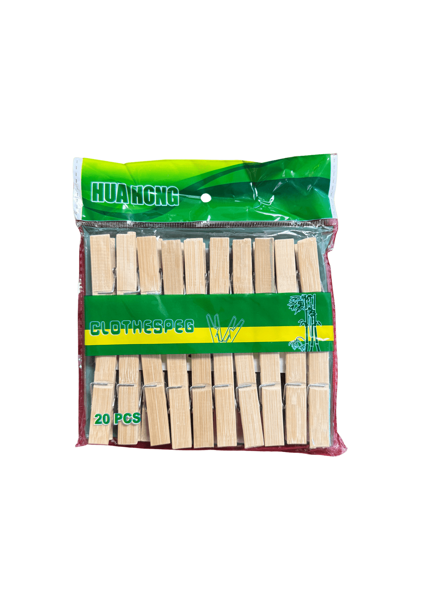 HUAHONG Wooden Clothes Pegs – 20 PCS (Natural Bamboo) - OMECA wholesale LTD.