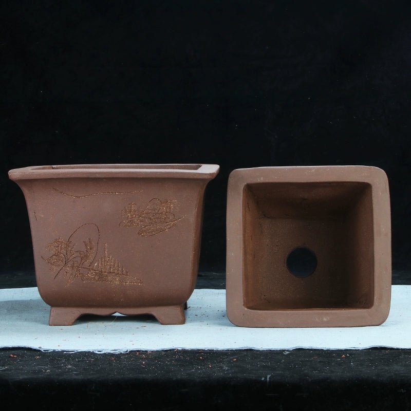 紫泥四方紫砂花盆透气盆景盆特价清仓绿植花卉绿萝陶瓷兰花盆 - OMECA wholesale LTD.