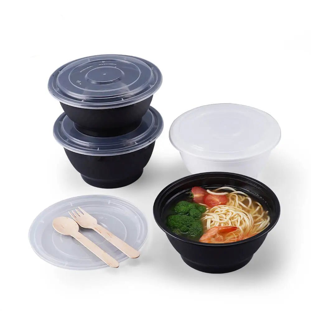 Ramen To Go Containers with Lids – Round Plastic Noodle & Soup Bowls (Microwave & Freezer Safe) - OMECA wholesale LTD.