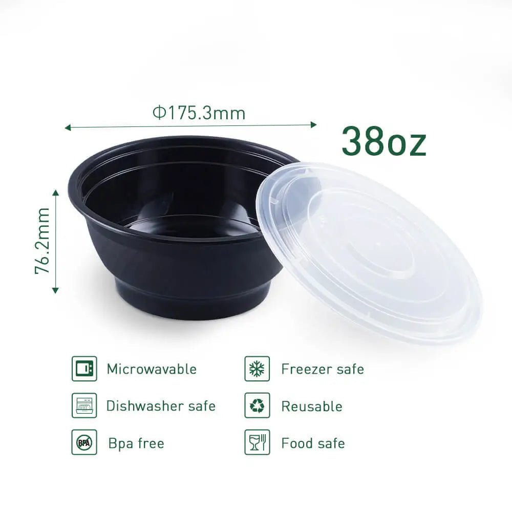 Ramen To Go Containers with Lids – Round Plastic Noodle & Soup Bowls (Microwave & Freezer Safe) - OMECA wholesale LTD.