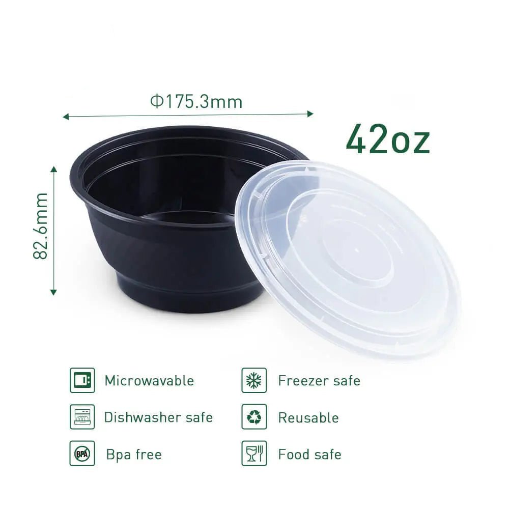 Ramen To Go Containers with Lids – Round Plastic Noodle & Soup Bowls (Microwave & Freezer Safe) - OMECA wholesale LTD.