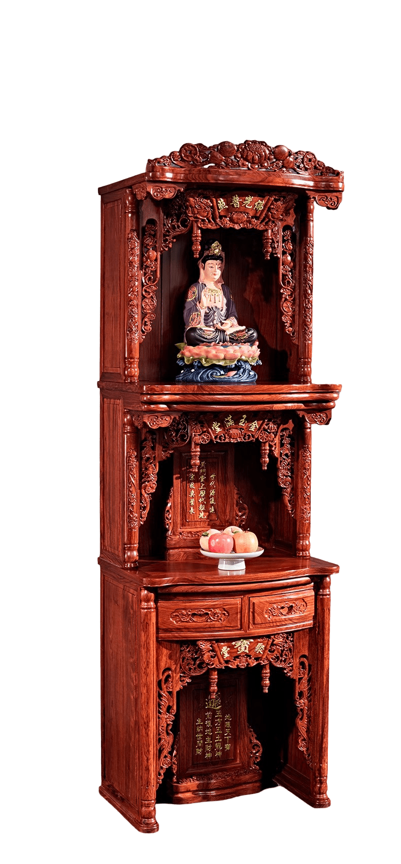 Triple - Tier Rosewood - Style Feng Shui Wooden Altar Shrine - OMECA wholesale LTD.