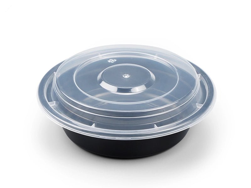 Y Series Round Togo Containers with Leak - Proof Lids – Microwave & Freezer Safe (Black/White Base) - OMECA wholesale LTD.