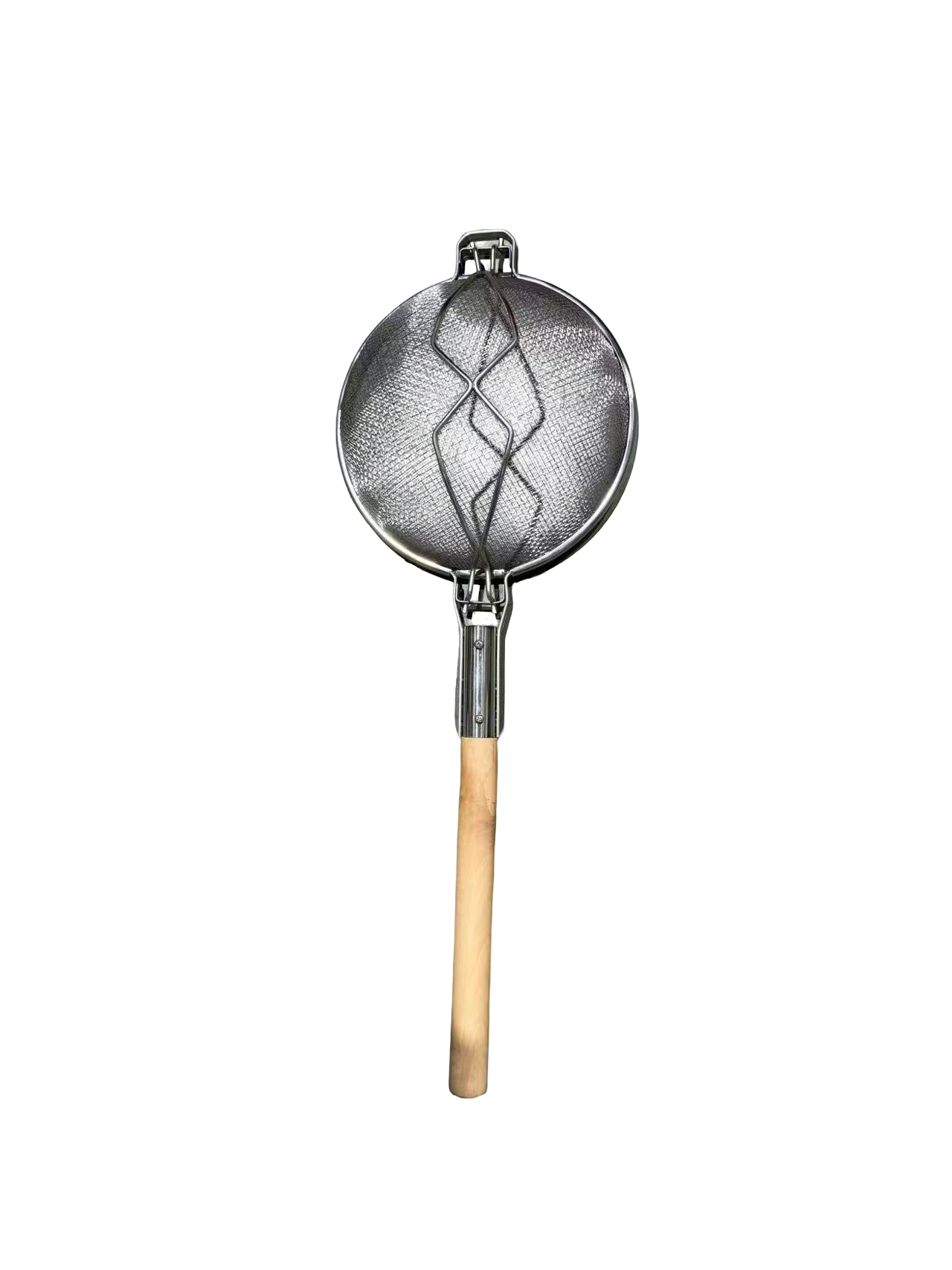 Stainless Steel Double Mesh Bouillon Strainer with Wooden Handle