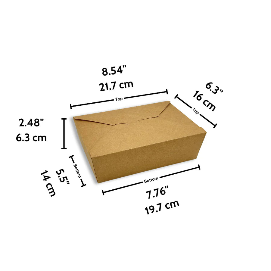 Kraft Paper Take-Out Food Containers – Leak-Resistant Dinner Boxes (Eco-Friendly)