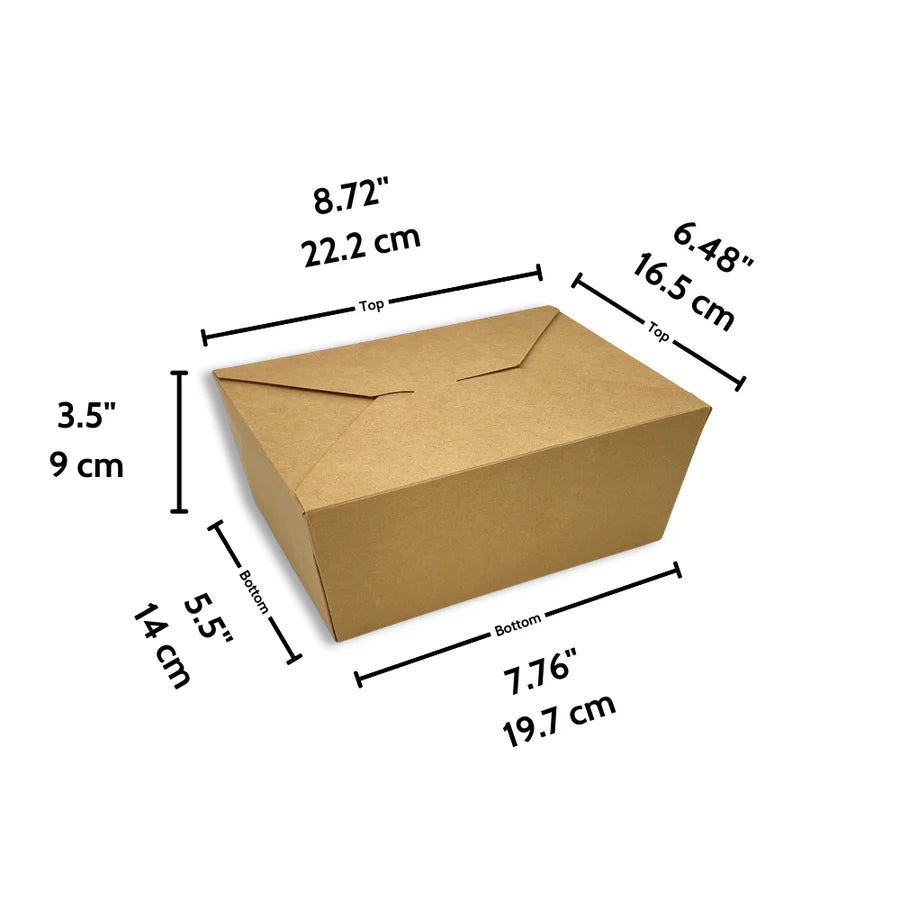 Kraft Paper Take-Out Food Containers – Leak-Resistant Dinner Boxes (Eco-Friendly)