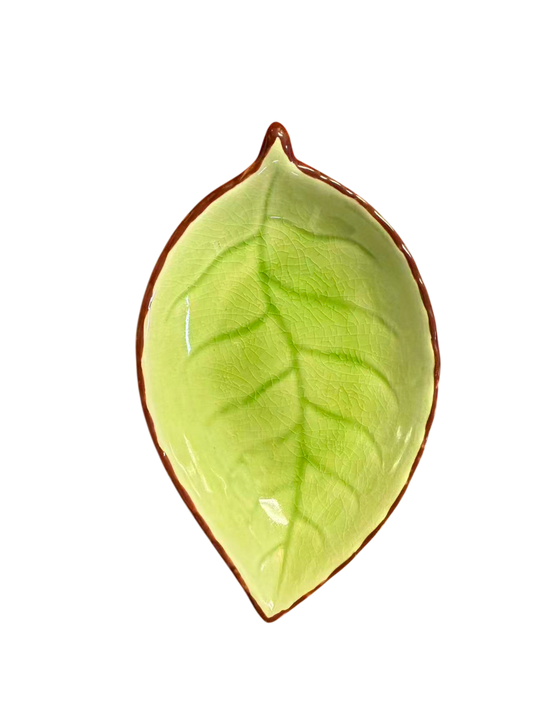 Green Ceramic Leaf Serving Dish | Appetizer Sauce Bowl