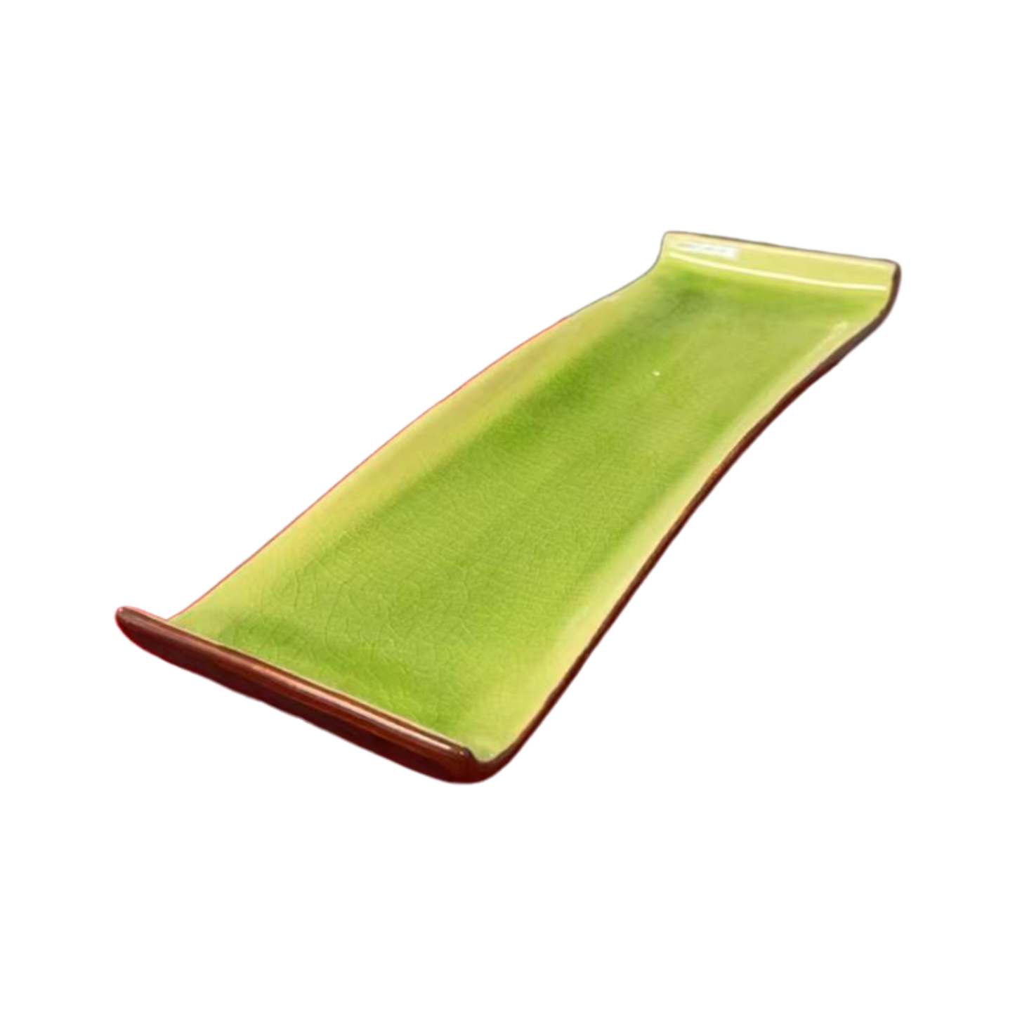 Ceramic Green Sushi Plate | Long Rectangular Presentation Platter
