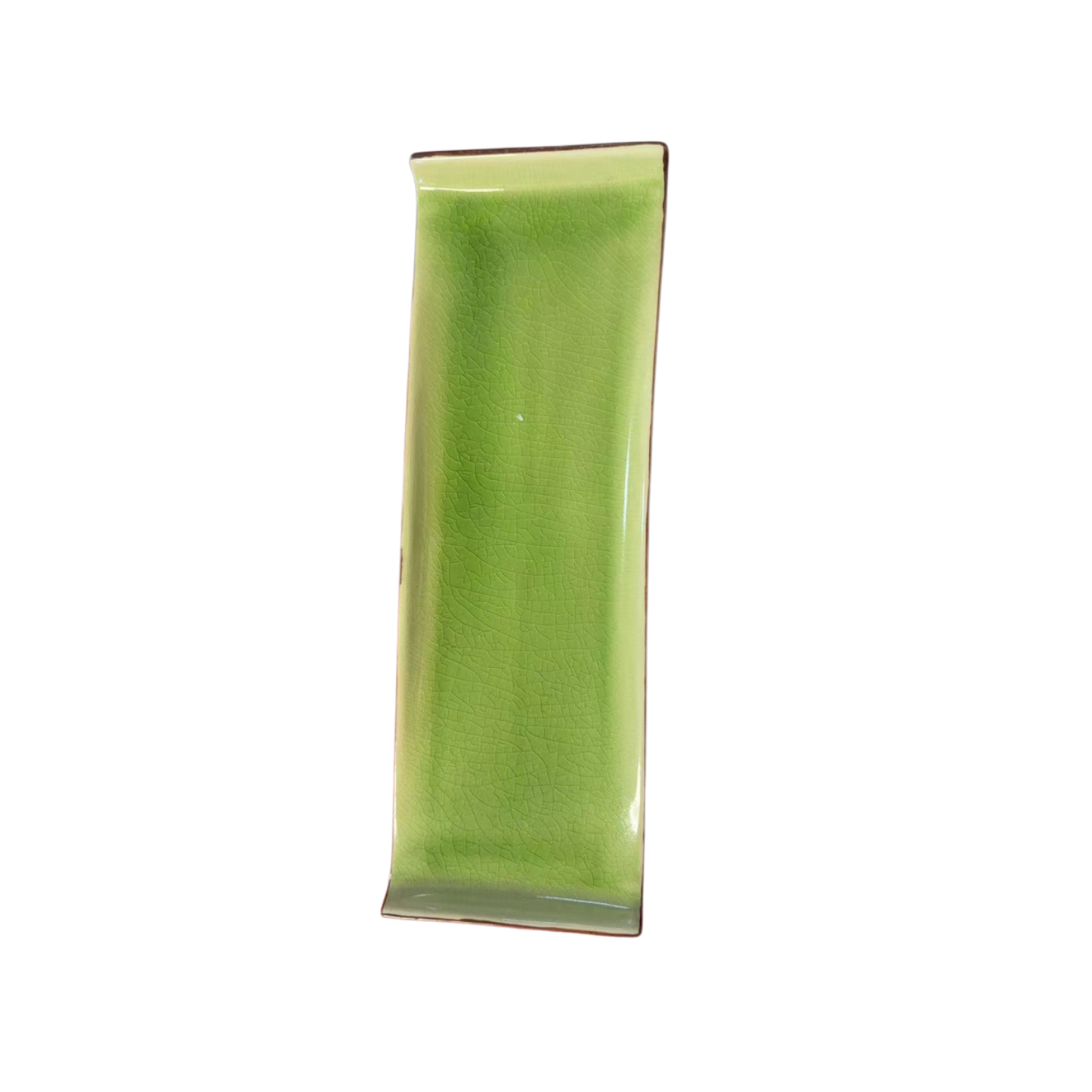 Ceramic Green Sushi Plate | Long Rectangular Presentation Platter