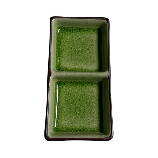 Ceramic Double Compartment Sauce Dish | Sushi Condiment Tray