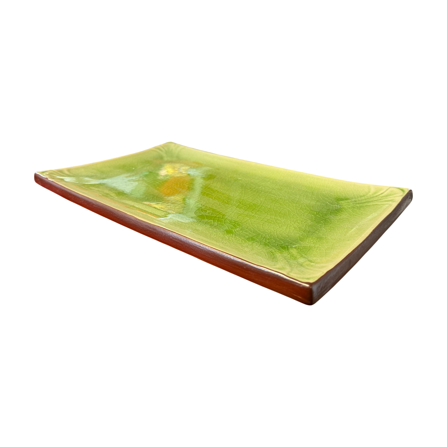Large Ceramic Green Serving Platter | Rectangular Sushi and Appetizer Tray 36cm