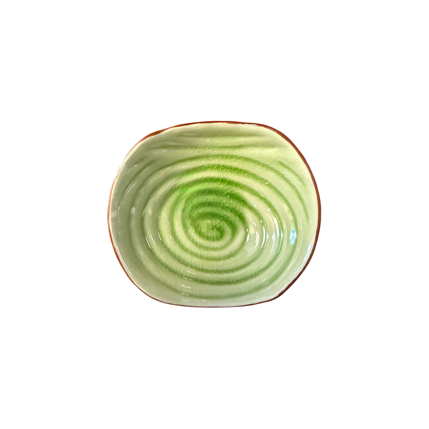 Ceramic Wavy Green Dipping Bowl | Artisan Sauce Ramekin 13cm