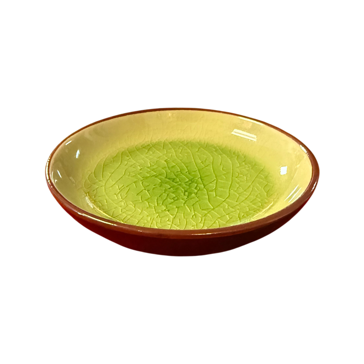 Ceramic Green Dipping Sauce Plate | Small Condiment Dish 11cm