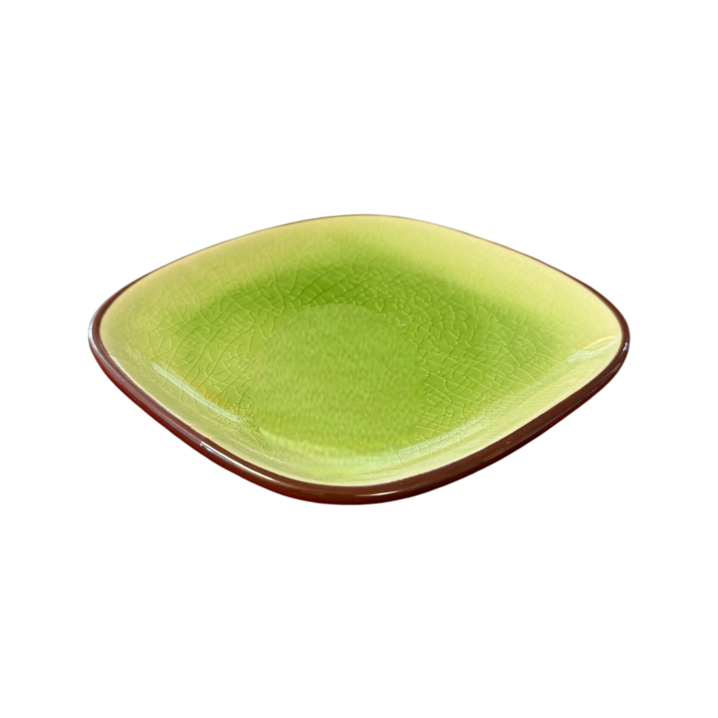 Ceramic Green Square Dessert Plate | Appetizer Side Plate 15cm