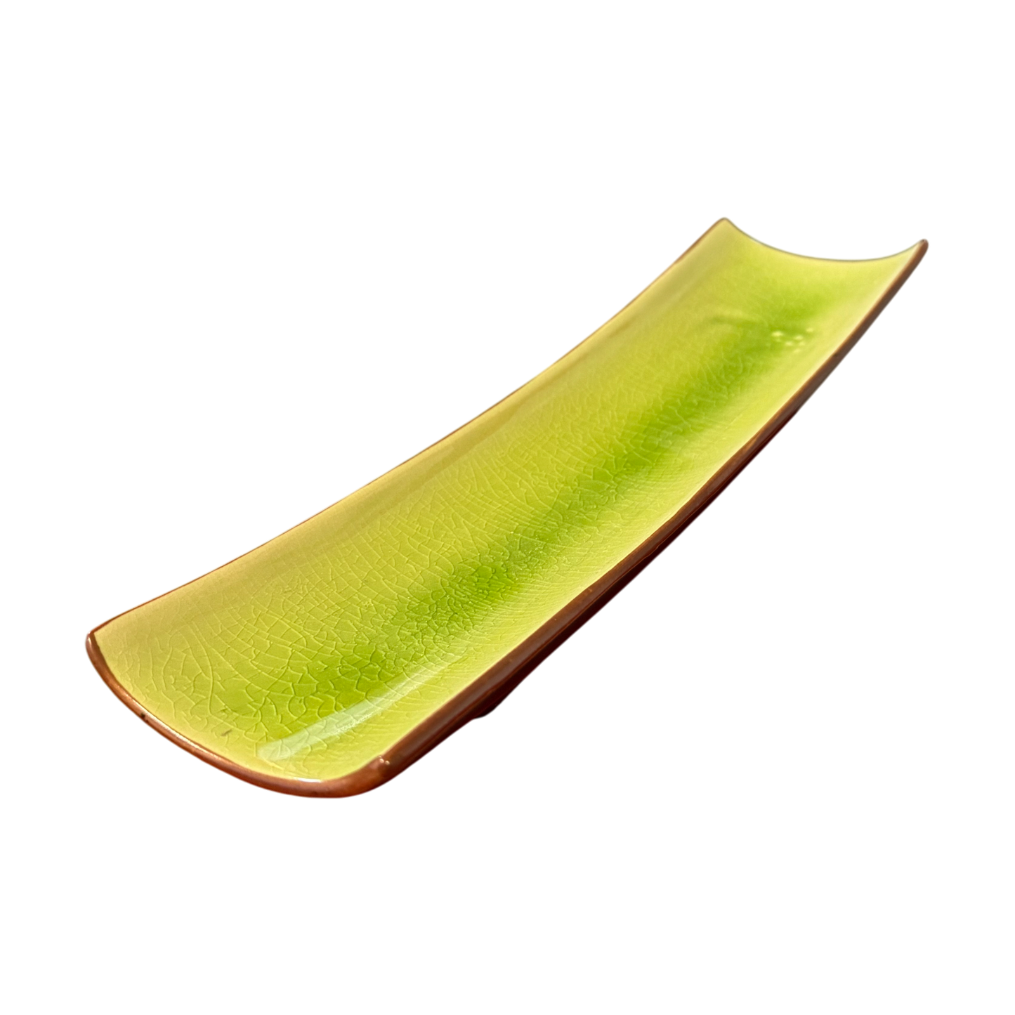 Long Ceramic Green Oval Platter | Narrow Presentation Tray 34cm