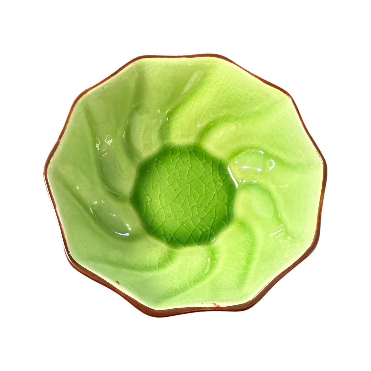 Ceramic Green Flower Ramekin | Octagonal Dipping Sauce Bowl