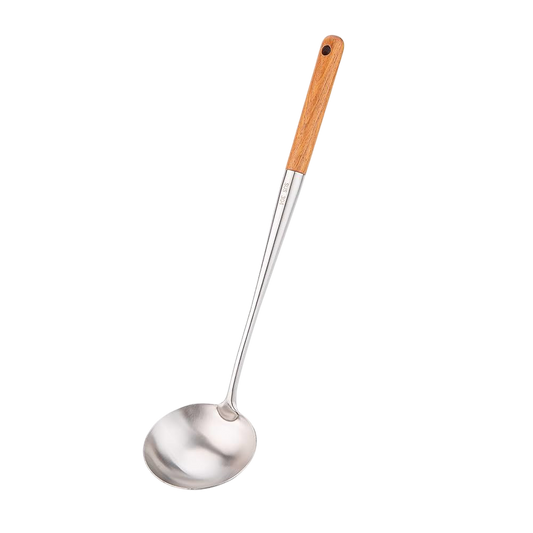 Handcrafted Chinese Wok Ladle – Carbon Steel with Wooden Handle