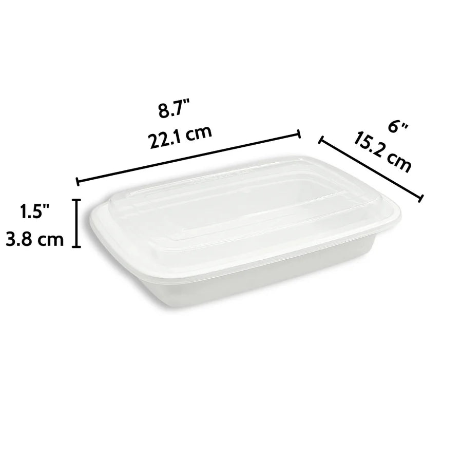 Bulk Meal Prep Containers with Lids – 1 & 2 Compartment, Microwave & Freezer Safe (Black/White Base) 150SET