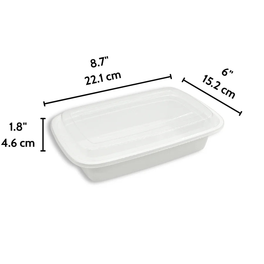 Bulk Meal Prep Containers with Lids – 1 & 2 Compartment, Microwave & Freezer Safe (Black/White Base) 150SET