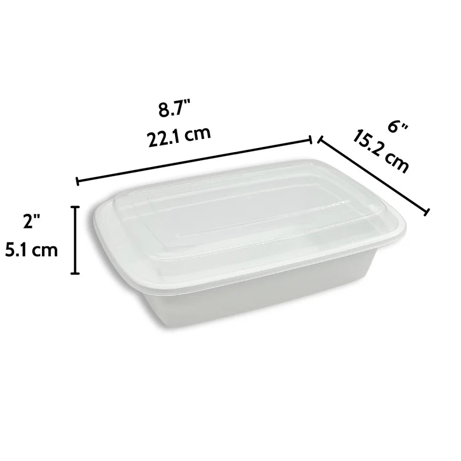Bulk Meal Prep Containers with Lids – 1 & 2 Compartment, Microwave & Freezer Safe (Black/White Base) 150SET