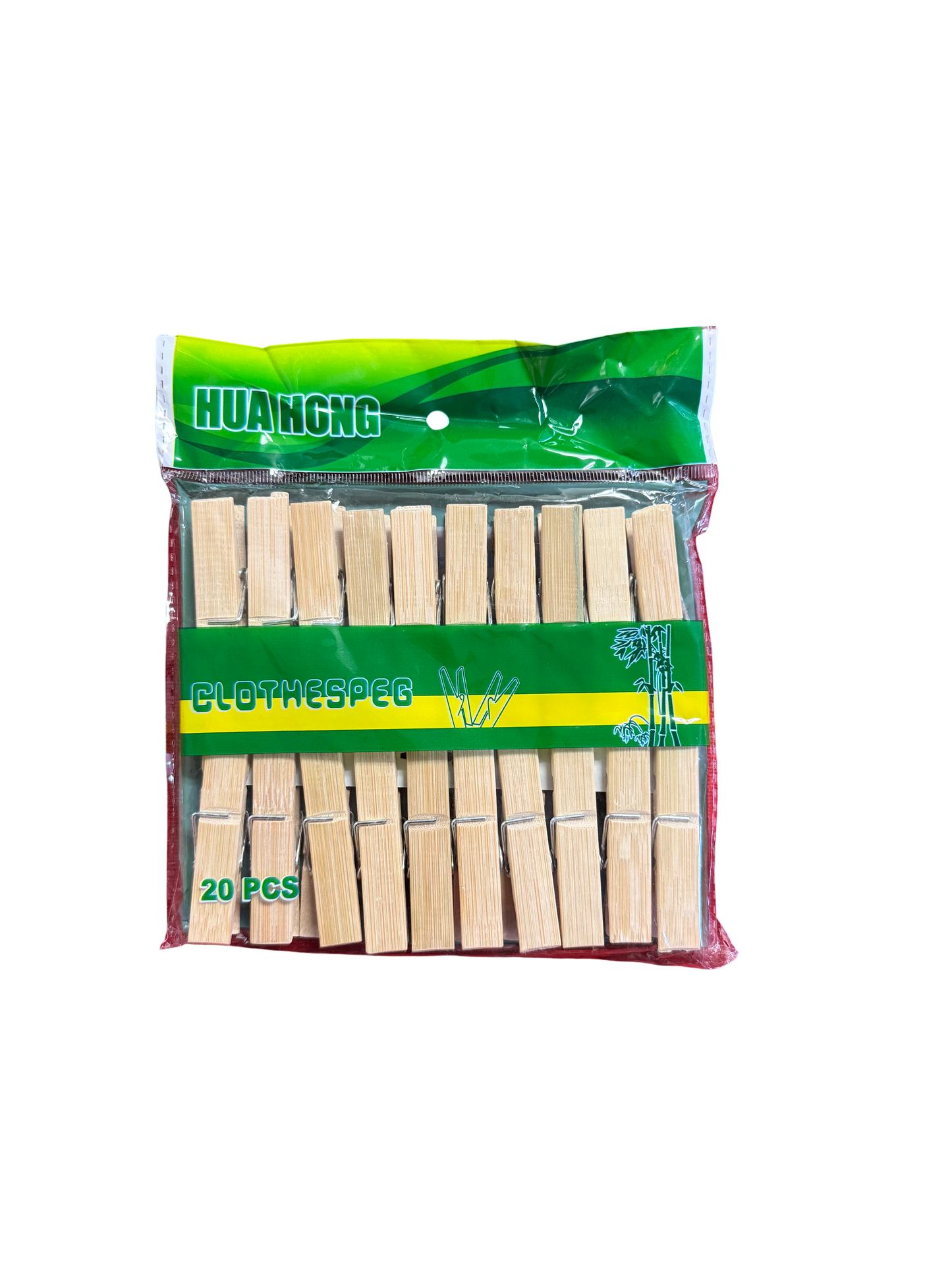 HUAHONG Wooden Clothes Pegs – 20 PCS (Natural Bamboo)