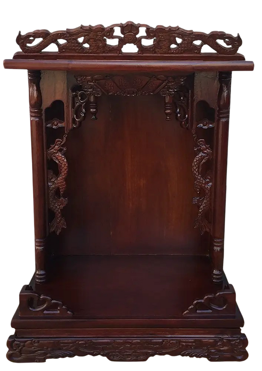 Red Mahogany Dragon Carved Home Temple Shrine