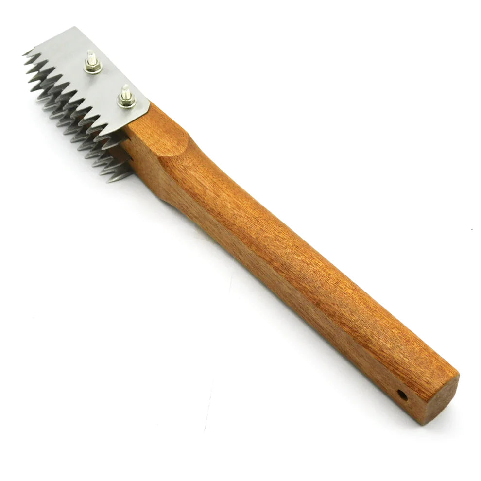 Steel Fish Scaler with Wooden Handle