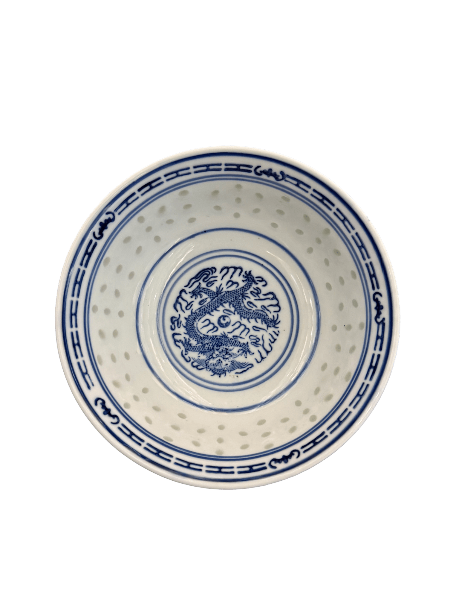 Blue & White Porcelain Dragon Pattern Tea Strainer Bowl – Double - Layer Ceramic with Drain Holes - ECO Box