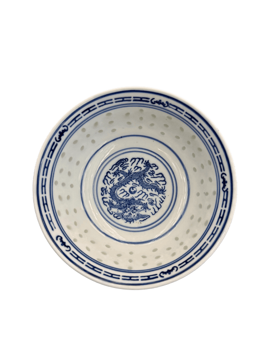 Blue & White Porcelain Dragon Pattern Tea Strainer Bowl – Double - Layer Ceramic with Drain Holes - ECO Box