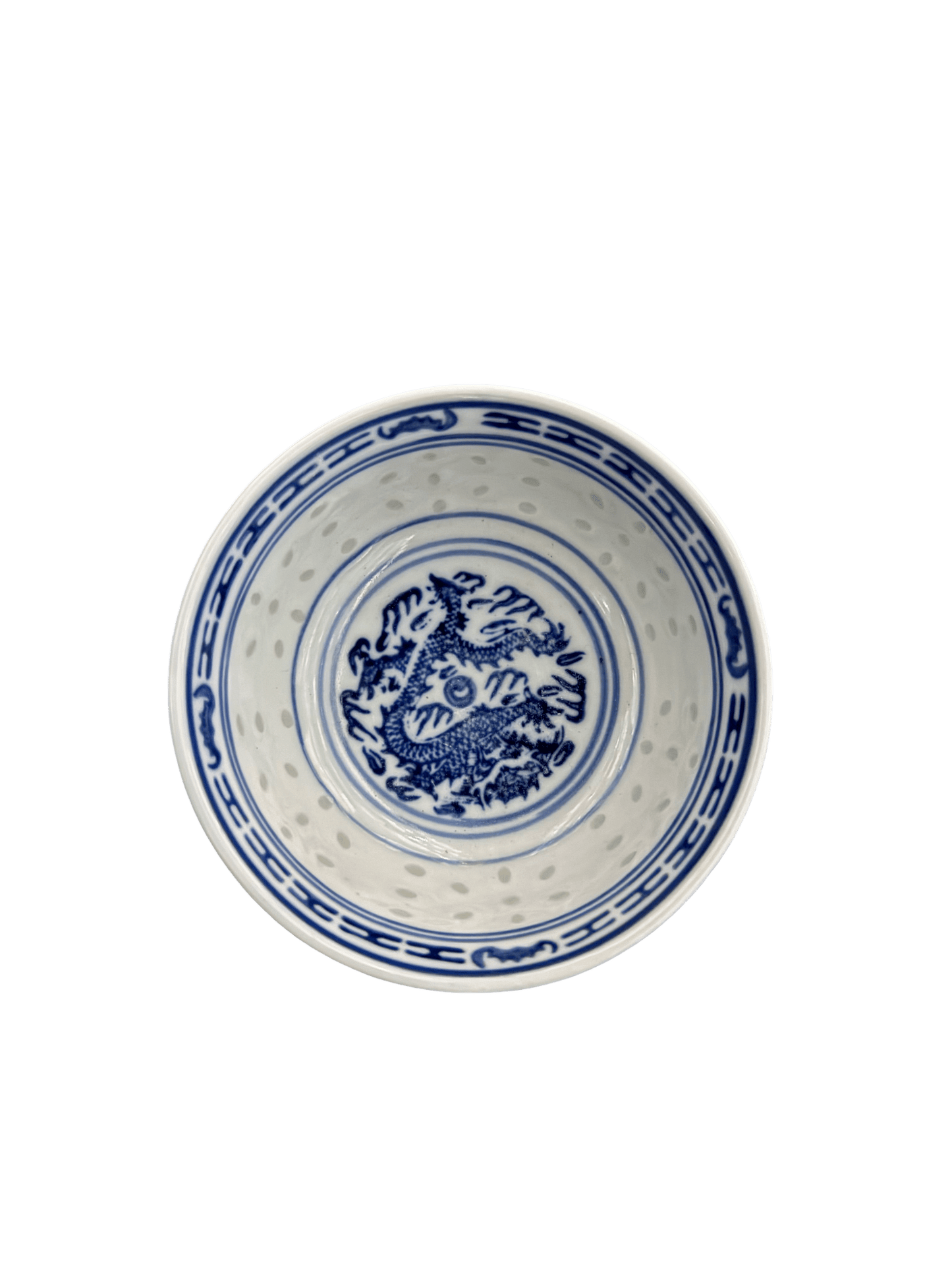 Blue & White Porcelain Dragon Pattern Tea Strainer Bowl – Double - Layer Ceramic with Drain Holes - ECO Box