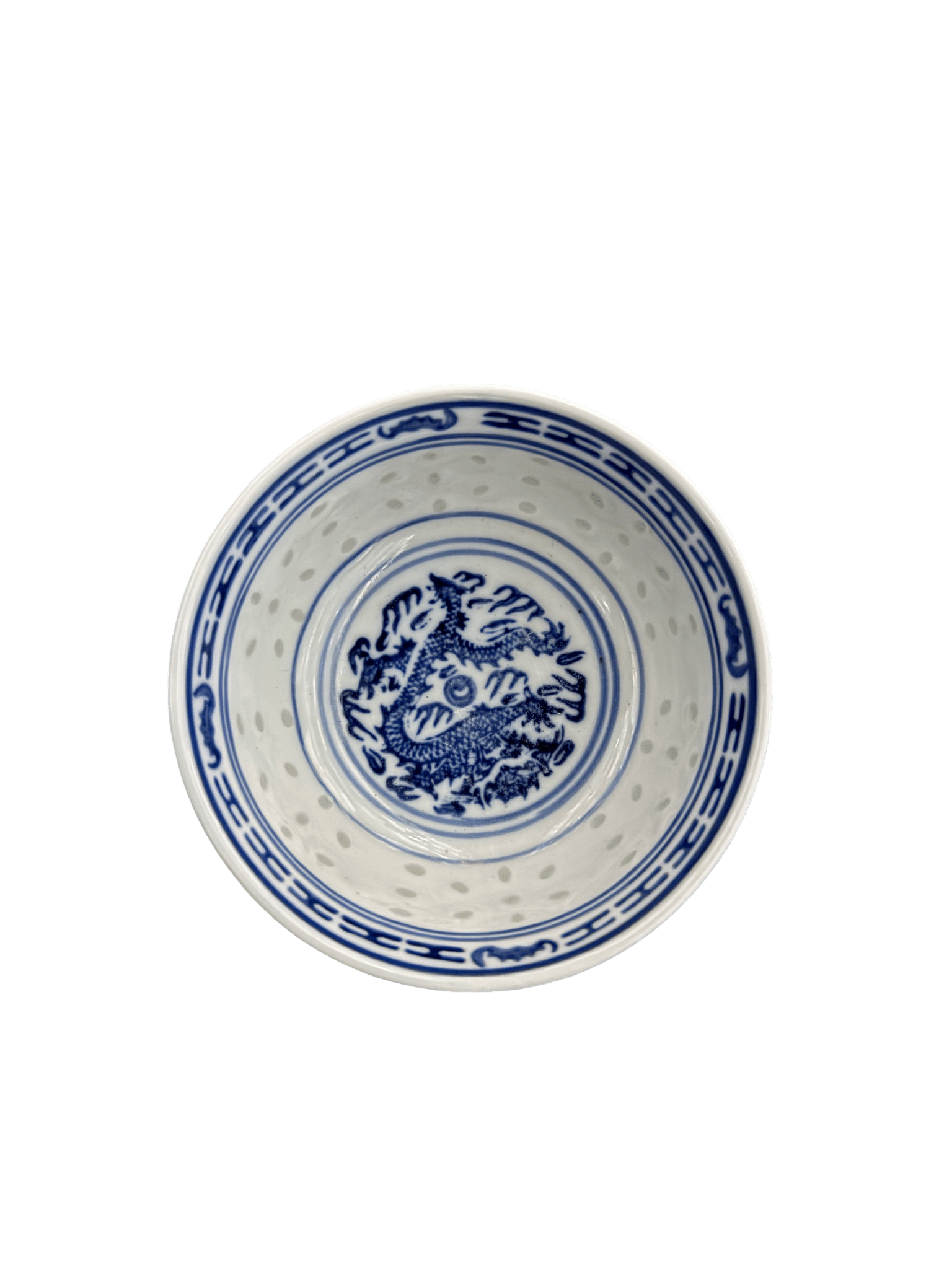Blue & White Porcelain Dragon Pattern Tea Strainer Bowl – Double - Layer Ceramic with Drain Holes - ECO Box