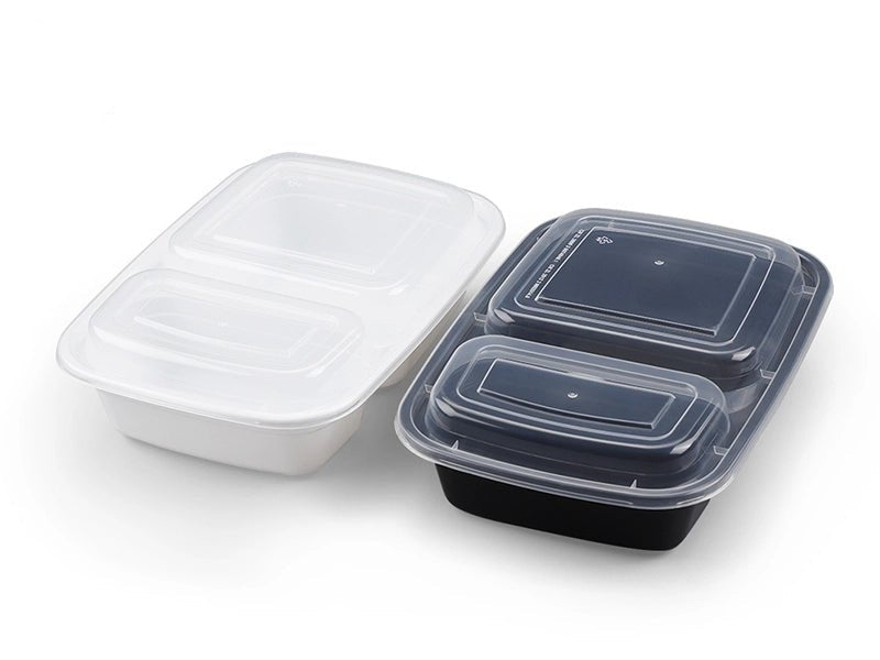 Bulk Meal Prep Containers with Lids – 1 & 2 Compartment, Microwave & Freezer Safe (Black/White Base) 150SET - OMECA wholesale LTD.