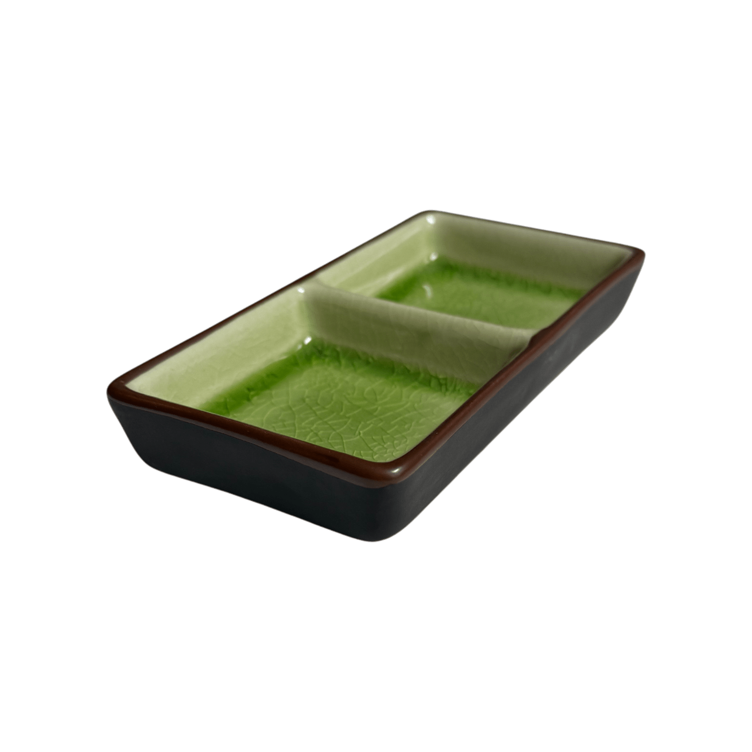 Ceramic Double Compartment Sauce Dish | Sushi Condiment Tray - OMECA wholesale LTD.