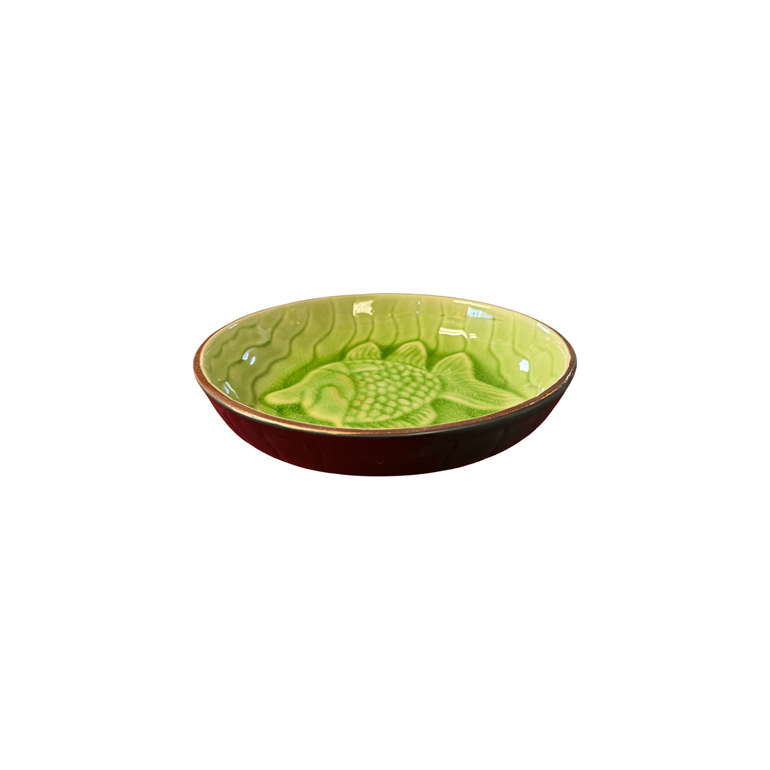Ceramic Goldfish Salad Bowl 24cm | Green Embossed Appetizer Dish - OMECA wholesale LTD.