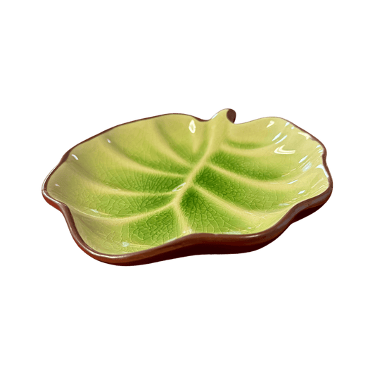 Ceramic Round Leaf Platter | Side Salad Appetizer Dish - OMECA wholesale LTD.