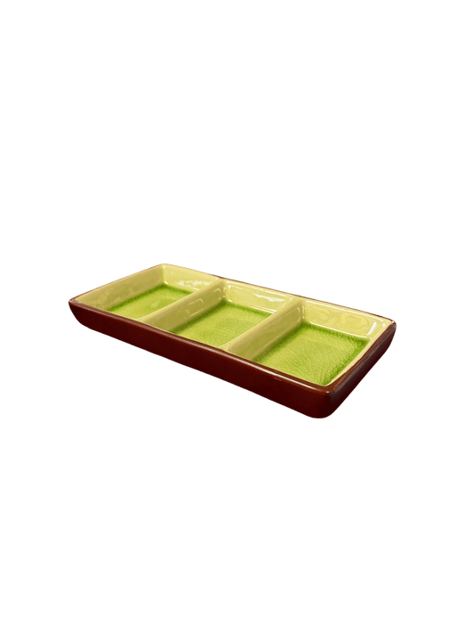 Ceramic Triple Compartment Sauce Dish | Sushi Condiment Tray - OMECA wholesale LTD.