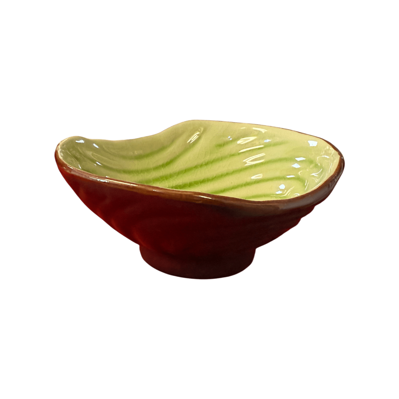 Ceramic Wavy Green Dipping Bowl | Artisan Sauce Ramekin 13cm - OMECA wholesale LTD.