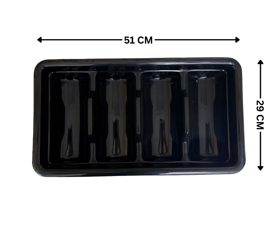 Commercial Utensil Tray – Black Plastic Flatware Organizer (51x29x9cm) - OMECA wholesale LTD.