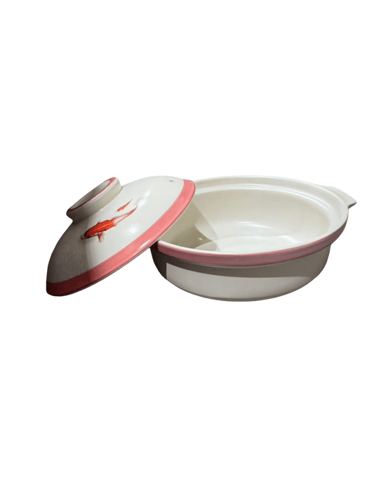 Decorative Ceramic Claypot with Illustrated Lid & Body – Traditional Casserole Pot for Soup & Stew - ECO Box