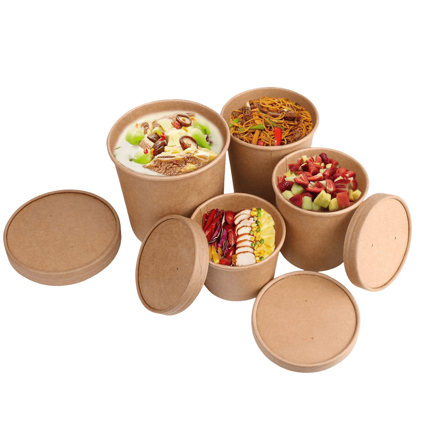 Eco - Friendly Kraft Paper Soup Containers with Vented Lids – Multiple Sizes - OMECA wholesale LTD.