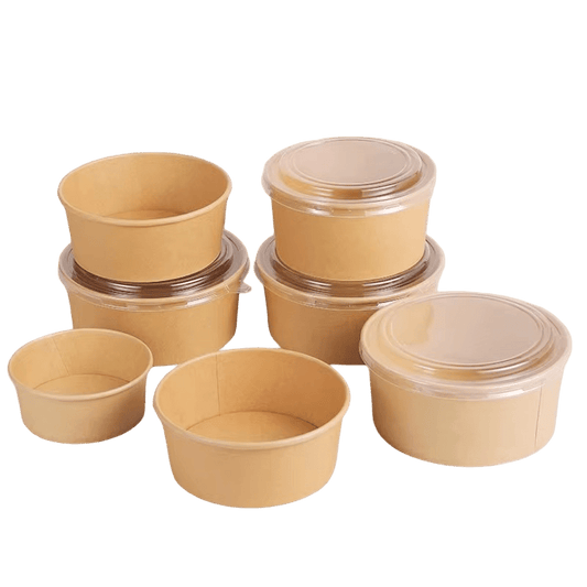 Eco - Friendly Kraft Round Takeout Container - OMECA wholesale LTD.