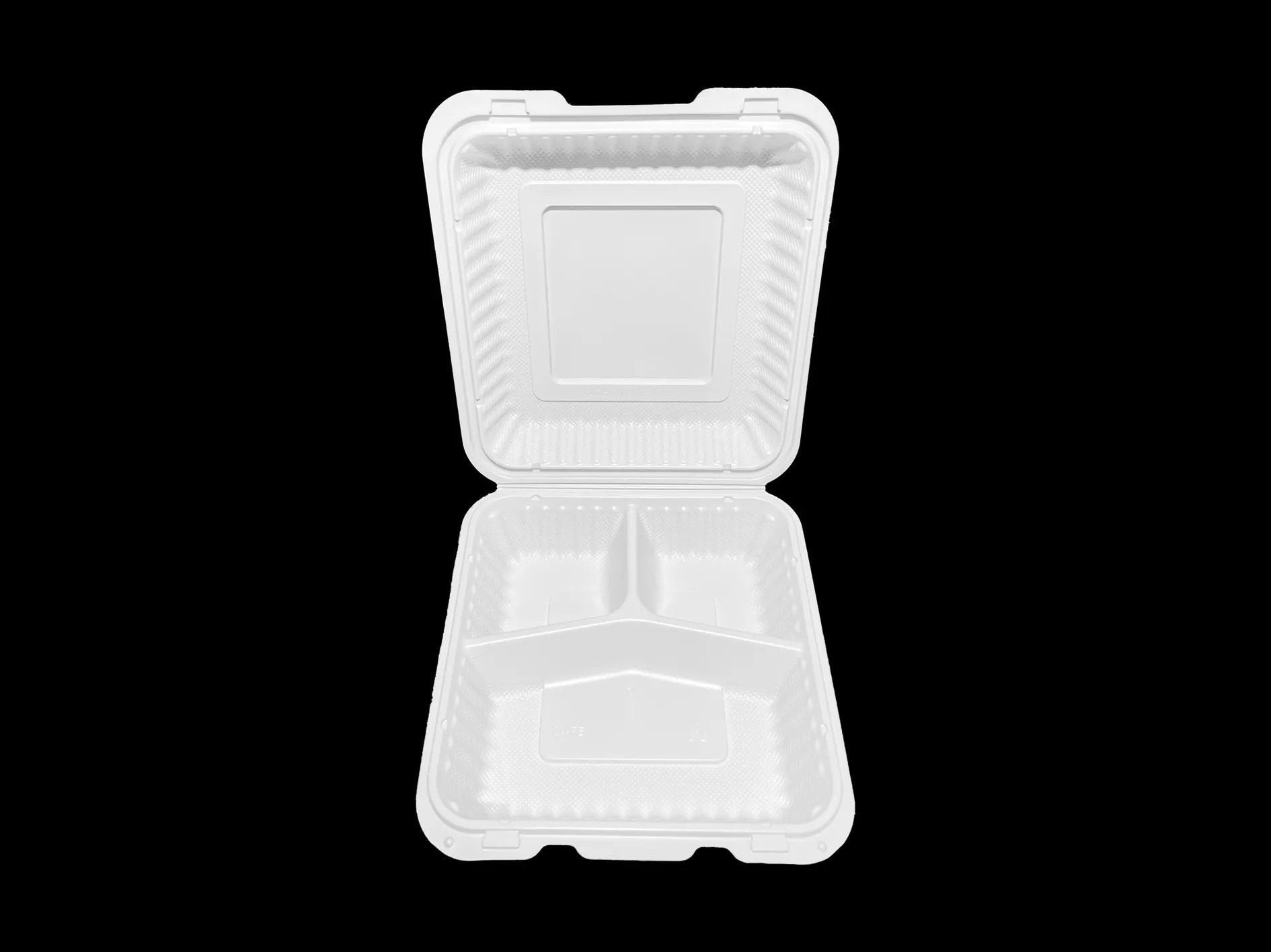 EP - 93 PP Hinged Container 9*9 3 comp. 150 pcs - OMECA wholesale LTD.
